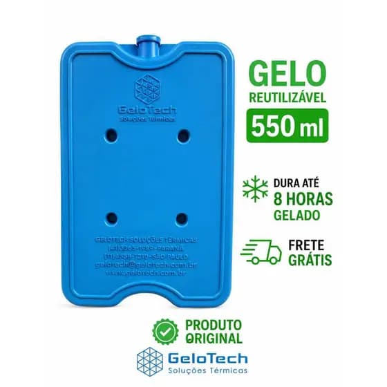 Gelo Reutilizável 550ML  Gelotech Mantém Gelado Até 8h Não Molha Gel Artificial Atóxico Envio Rápido  Frete Grátis