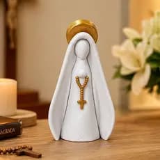 Imagem Nossa Senhora com Terço Decoração Religiosa Católica