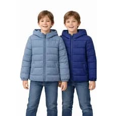 Jaqueta Puffer Infantil Impermeável com Capuz  Bolso Menino Menina Masculino Feminina Criança