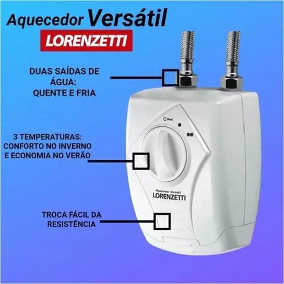 Aquecedor Elétrico de Água Lorenzetti 5500W 220V - Água Quente Instantânea e Instalação Fácil