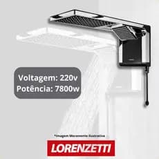 Chuveiro Eletrico Lorenzetti Acqua Duo Preto e Cromado 7800w 220v