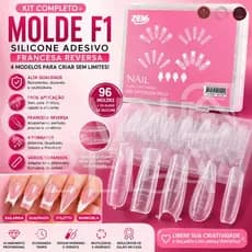 Molde F1 Silicone Francesa Reversa 4 Modelos Alongamento Unhas Gel Fibra Nail Art 120 Peças