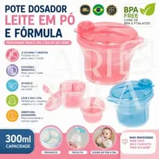Pote Dosador Leite Em Pó 300ml 3 Compartimentos Divisória Removível BPA Free Bebê