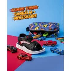 Sandália Menino Velcro Hot Wheels Confortavel Macia + Necessaire Infantil