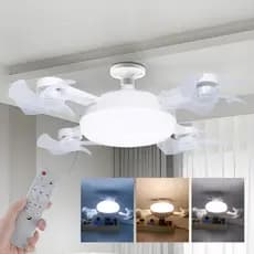 Ventilador De Teto Com Lâmpada Led Controle Remoto Silencioso 3 ou 4 Hélices 50w ou 60W de Potência