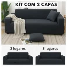 KIT 2x Capa Para Sofá Estampada Jogo P/ 2 e 3 Lugares Antiderrapante À Prova De Poeira Lavável