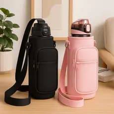 Porta Garrafa de 1 Litro 1000ML Neoprene Bag com Bolso Porta Celular Fone Com Alça Ajustável