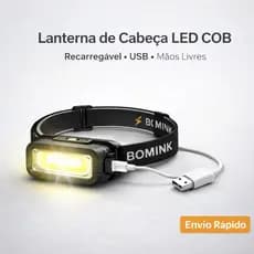 Lanterna de Cabeça LED COB Recarregável USB Mãos Livres para Camping, Trilhas e Emergência
