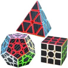 Conjunto Cubo De Velocidade, Cubo Pirâmide + Megaminx + Speed Cube 3x3 Com Fibra De Carbono Adesivos Suaves Cubo Mágico