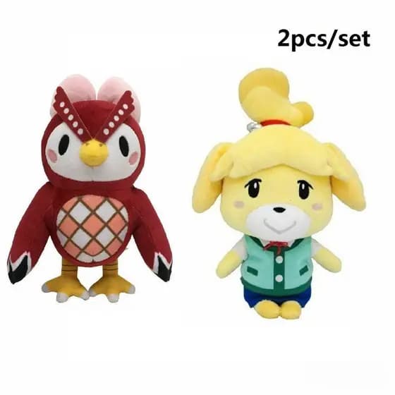 2pcs conjunto Animal Crossing 20cm Novos Horizontes Boneca de Pelúcia Isabelle Brinquedo de Pelúcia Presente para Crianç