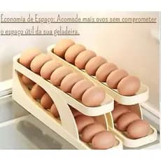 Organizador Porta Ovos Suporte 2 Andares Rolante Para 15 Ovos Dispenser Armazena e organizador de Geladeira