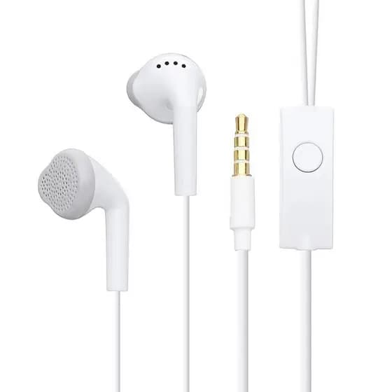 Fone de ouvido branco headset com fio e microfone, entrada de 3.5mm, para celular 120cm de fio