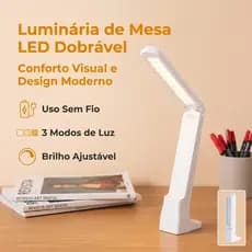 Lâmpada Mesa LED: 3 Cores, USB, Antirreflexo, Proteção Olhos, Ideal para Estudo e Trabalho