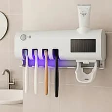 Porta Escova Dentes Com Esterilizador Uv Aplicador Pasta de Dente Suporte Dispenser