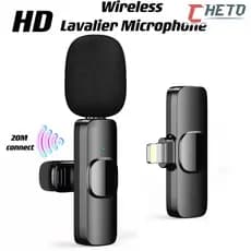 Microfone de Lapela Sem Fio K9 Vlog Compatível Tipo C e iPhone