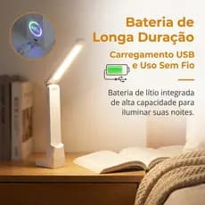 Lâmpada Mesa LED: 3 Cores, USB, Antirreflexo, Proteção Olhos, Ideal para Estudo e Trabalho