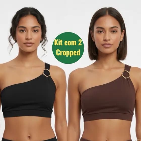 Kit Com 2 Croppeds Suplex Alça Única Um Ombro Só Com Fivela