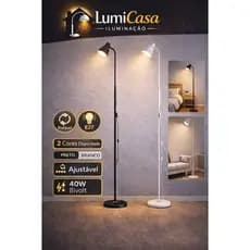 Luminária de Piso Ajustável E27 40W Bivolt Abajur de Chão Moderno para Sala Quarto Leitura Luz LED Decorativa