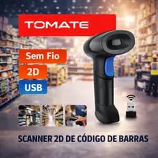 Scanner Código de Barras 2D Sem Fio USB Leitor QR Wireless Alta Velocidade para Mercado Loja Estoque PDV