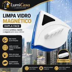 Limpador Magnético de Vidro Dupla Face com Refil | Limpa Janela Fácil e Seguro