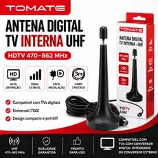 Antena Digital Interna HDTV UHF 470-862MHz Cabo 3m Universal Sinal Estável HD para TV