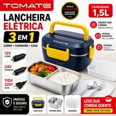 Lancheira Elétrica 3 em 1 1.5L 12V 24V 110V 220V Marmita Aquecedora Carro Casa Portátil TOMATE