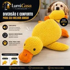 Brinquedo Pato de Pelúcia para Cachorro com Apito | Mordedor Interativo Macio Antiestresse Tamanhos P e G