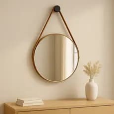Espelho Redondo Adnet Decorativo Alça 60cm 50cm 40cm 30cm Banheiro Quarto Sala