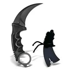 Faca Karambit Cs Go Coleção Curva Preta Inox Afiada + Bainha