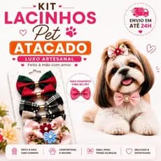 25/50/75/100 Laços Pet Cetim 4,5cm com Anilha Laço para Banho e Tosa Atacado Pet Shop Laço Fuxico