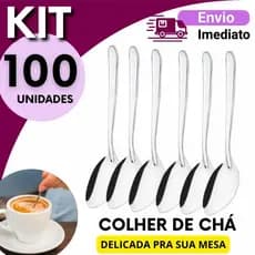 Kit Colheres Inox Chá 24 50 72 100 Unidades | Talheres Cozinha Restaurante Econômico