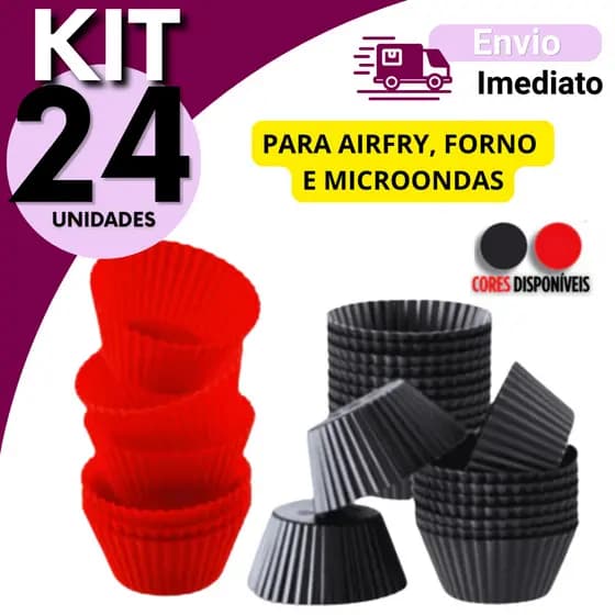 Forminha Forma Cupcake kit 6, 12 ou 24 Silicone Muffin Forminha Tortinhas Mini Tortas Pão De Queijo Resistente Ao Calor