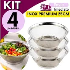 Cesta Cesto Escorredor Inox 25cm Multiuso 4, 3, 2,  ou 1 Unidade Para Lavar Alimentos Frutas Legumes Arroz Massas
