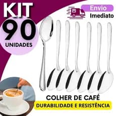 Kit Colher Inox Café Pequena 90 72 60 48 Peças Talher Resistente Cozinha Uso Diário
