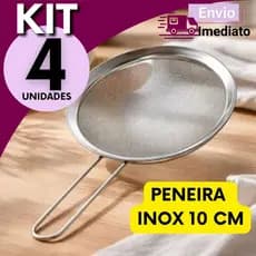 Peneira de Inox 10cm KIT COM  4, 3, 2 OU APENAS 1 Unidades Resistente Cozinha Profissional Multiuso