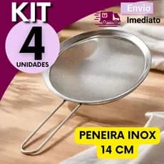 Peneira de Inox 14cm KIT COM 4 3 2 OU APENAS 1 Unidade Resistente Cozinha Profissional Multiuso
