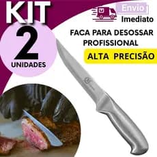 Faca para Desossar 6" Inox Inteiriça Corte Preciso Cozinha Açougue Churrasco  2 ou 1 Un