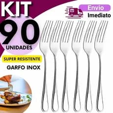 Garfo de Mesa Inox Talher Kit 60, 72, 78, 84 e 90 Unidades Resistente Brilho Premium Uso Doméstico e Profissional