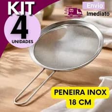 Filtro Culinário Peneira de Inox 18cm KIT COM 4, 3, 2 OU AEPNAS 1 Unidade Resistente Cozinha Profissional Multiuso