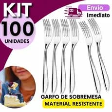 Garfo para Bolo Torta e Sobremesa Inox Mesa Posta Gourmet Kit 100, 90, 80 ou 60 Unid. Premium Doméstico e Profissional