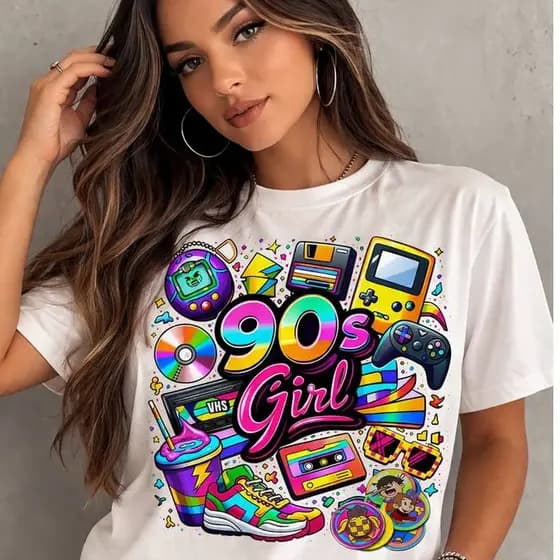 Camiseta Retrô Anos 90 Feminina e Masculina Casual Dia a dia Moda Nostalgia 100% Algodão