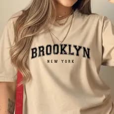 T-Shirt  Feminina Camiseta Feminina Blusinha  Moda Verão Tendência 100% Algodão 30.1 Blusa Brooklyn