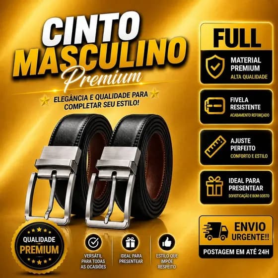 Cintos Masculino Couro Sofisticado Dupla Face Slim Otimizado Reforçado Preto e Marrom ShopMix