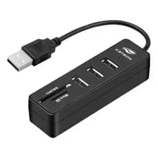 Hub Usb 2.0 3 Portas Hu-l200bk - Leitor De Cartão Sd E Micro