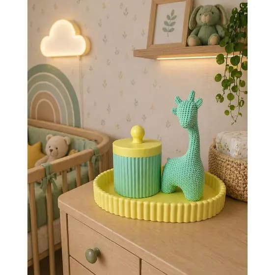 Kit Bandeja e Organizador- Elefante ou Girafa | Ideal para Quarto Infantil ou Bebê | Elegante, Sofisticado e Moderno
