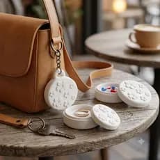 Chaveiro Porta Anéis|Alianças|Joias|Remédio|Capsula|  Floral tampa com Rosca de Segurança Elegante Para Bolsas e Chaves