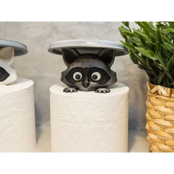Suporte Papel Higiênico Guaxinim Raccoon Porta Rolo Decorativo Banheiro Criativo