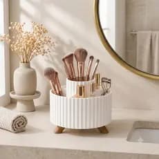 Porta Pincéis de Maquiagem Organizador Multiuso com 4 Divisórias |  Decoração e Organização | Ideal Para Quarto Banheiro