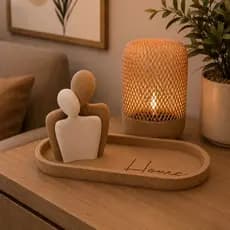 Escultura Decorativa Família com Bandeja Home | Enfeite Moderno | Ideal para Sala, Aparador e Quarto
