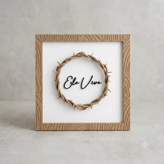 Quadro religioso “Ele vive”  Coroa de Espinhos | Cristão | Ideal Para Sala e Quarto | Moderno e Atemporal